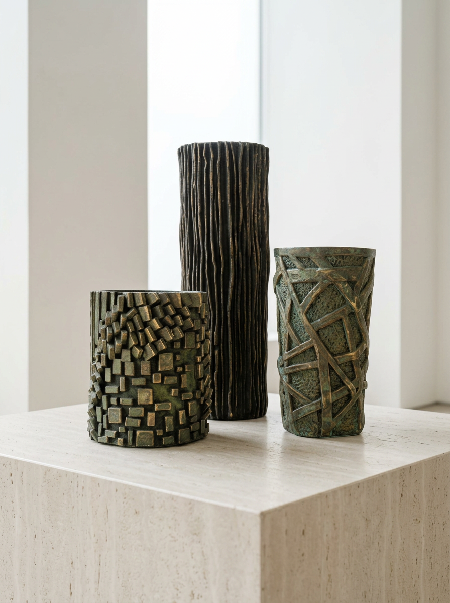Trio de Vasos em Bronze