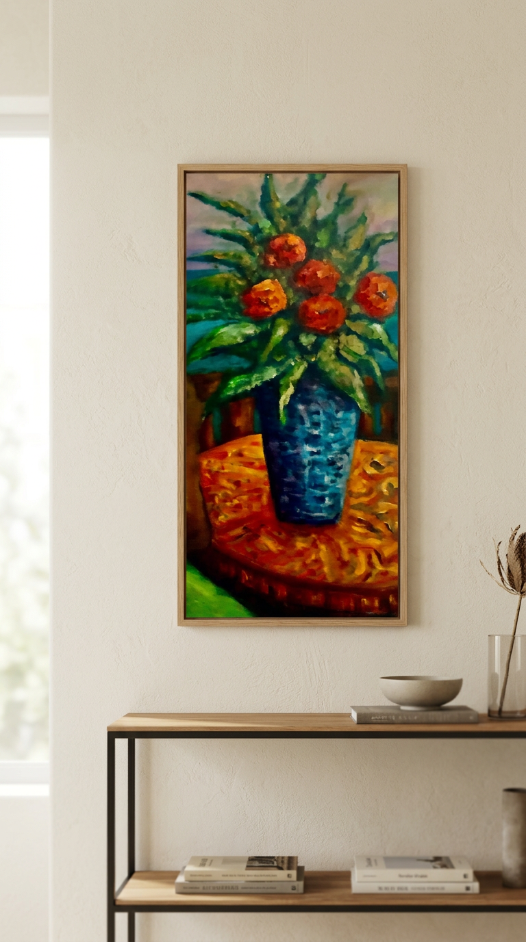 Vaso Azul e Frutas